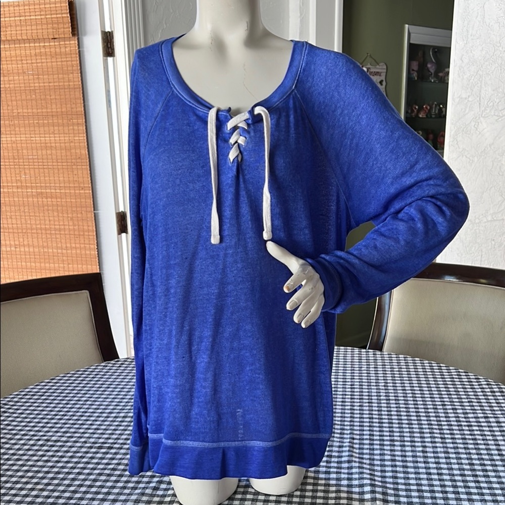 Blue Lace-Up Women's Top